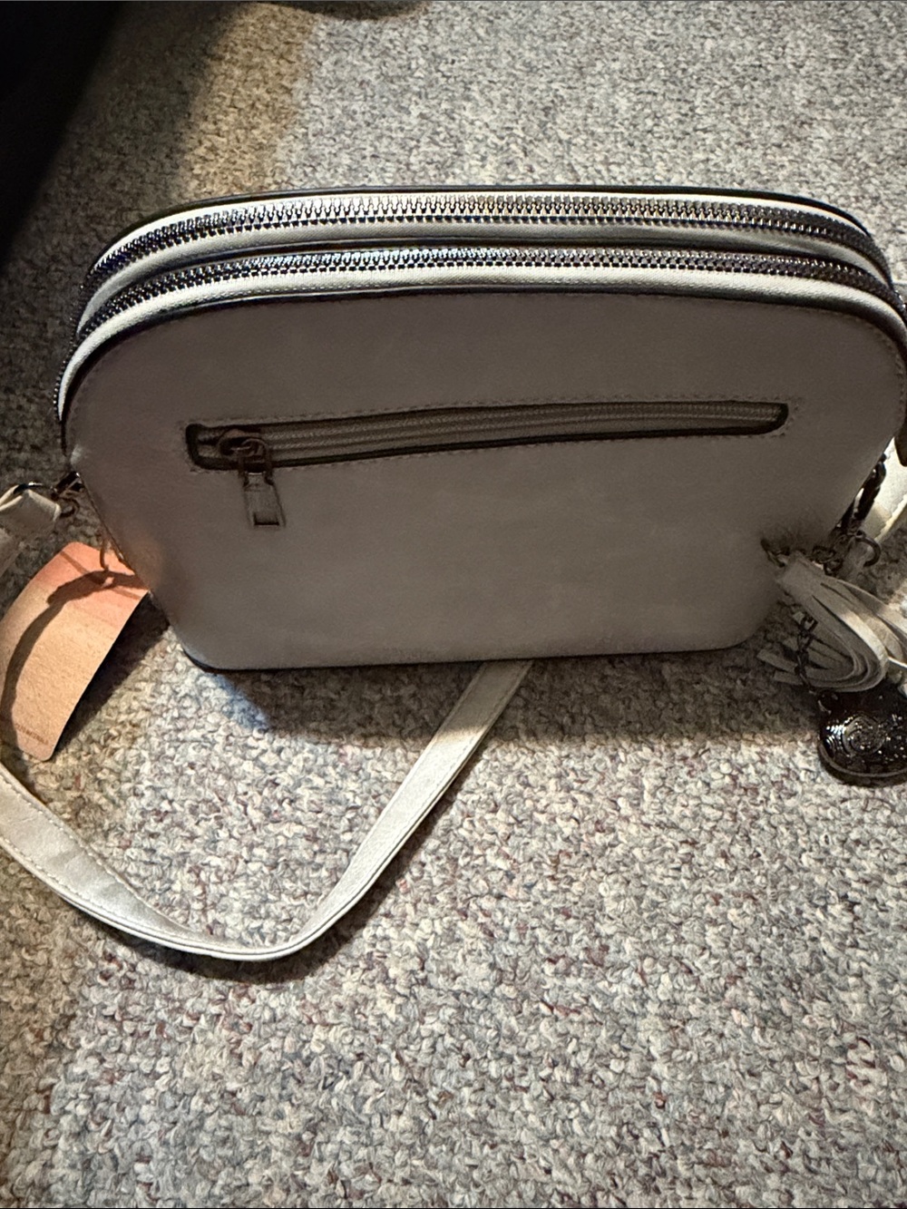 Anastasia Silver Floral Embroidered Crossbody Bag - Picture 3 of 4